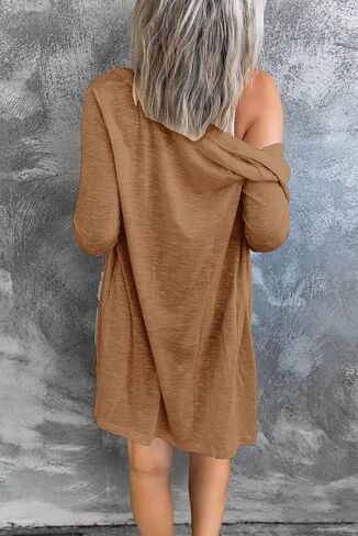 MEROKEETY Women's Open Front Lightweight Cardigan Long Sleeve Button Down Loose Outwear in Saudi Arabia
