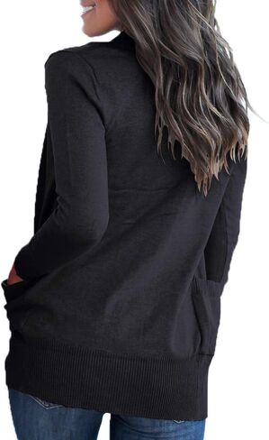 VOIANLIMO Women's Open Front Casual Long Sleeve Knit Classic Sweaters Cardigan with Pockets in Saudi Arabia
