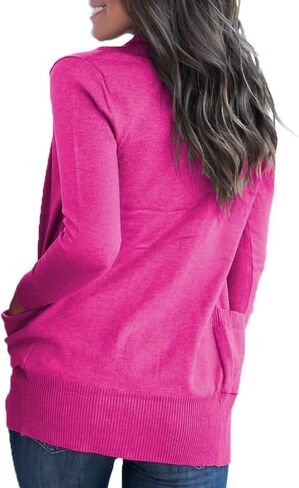 VOIANLIMO Women's Open Front Casual Long Sleeve Knit Classic Sweaters Cardigan with Pockets in Saudi Arabia