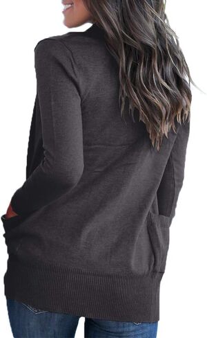 VOIANLIMO Women's Open Front Casual Long Sleeve Knit Classic Sweaters Cardigan with Pockets in Kuwait