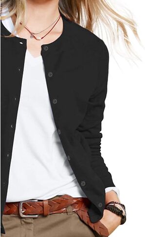 a.Jesdani Women's Button Down Crew Neck Long Sleeve Soft Knit Cardigan Sweaters in Saudi Arabia