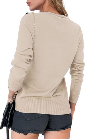 a.Jesdani Women's Button Down Crew Neck Long Sleeve Soft Knit Cardigan Sweaters in Saudi Arabia