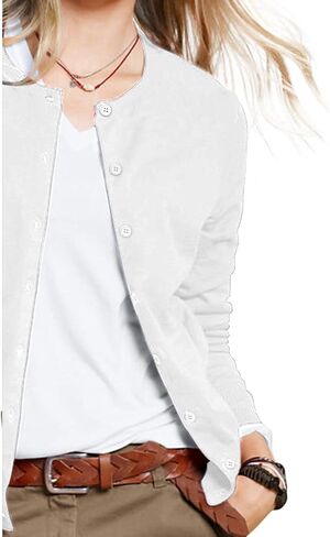 a.Jesdani Women's Button Down Crew Neck Long Sleeve Soft Knit Cardigan Sweaters in Saudi Arabia