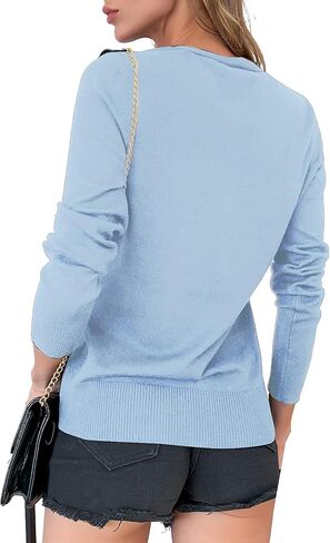 a.Jesdani Women's Button Down Crew Neck Long Sleeve Soft Knit Cardigan Sweaters in Saudi Arabia