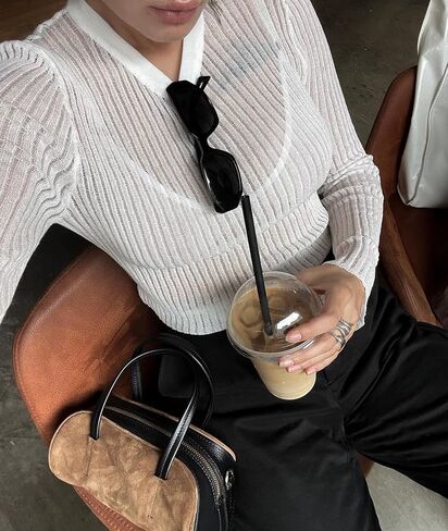 KAMISSY Women See Through Crew Neck Sheer Mesh Knitted Sweater Solid Basic Long Sleeve Loose Fit Knit Pullover Jumper Top in Saudi Arabia