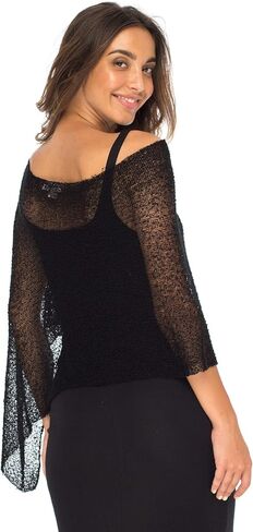 Back From Bali Womens Sheer Poncho Shrug Bolero, Lightweight Summer Shrug Pullover Sweater in Saudi Arabia