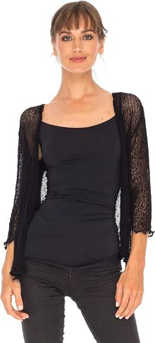 SHU-SHI Womens Sheer Shrug Tie Top Open Front Cardigan Lightweight Knit in Saudi Arabia