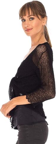 SHU-SHI Womens Sheer Shrug Tie Top Open Front Cardigan Lightweight Knit in Saudi Arabia