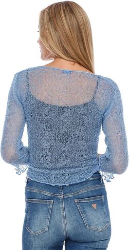 SHU-SHI Womens Sheer Shrug Tie Top Open Front Cardigan Lightweight Knit in Kuwait