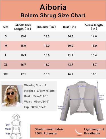 Aiboria Women Shrugs Open Front Mesh Cropped Bolero Short Sleeve Sheer Cardigan in Saudi Arabia