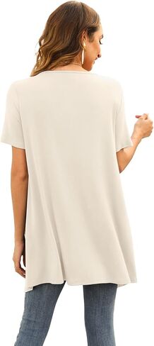 Veryoung Floral Short Sleeve Cardigans for Women Casual Drape Open Front Lightweight Summer Cardigan with Pocket High Low Hem in Saudi Arabia
