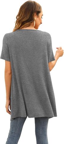 Veryoung Floral Short Sleeve Cardigans for Women Casual Drape Open Front Lightweight Summer Cardigan with Pocket High Low Hem in Saudi Arabia