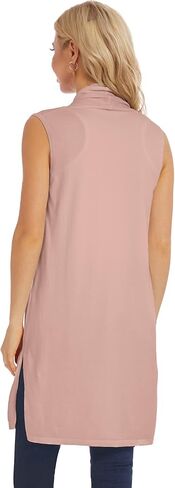 Moss Rose Women's Long Knit Cardigan Vest Casual Sleeveless Open Front Draped Duster Vest (Available in Plus Size) in Kuwait