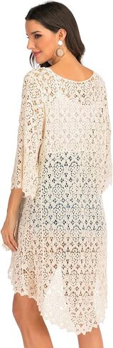 Lace Front Open Sleeveless Top Cardigan Crochet Vest Bikini Cover up Summer Beachwear in Saudi Arabia