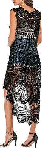 Lace Front Open Sleeveless Top Cardigan Crochet Vest Bikini Cover up Summer Beachwear in Saudi Arabia