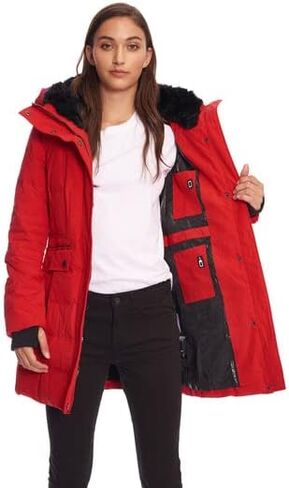 ALPINE NORTH Women’s Vegan Down Mid-Length Parka - Insulated, Water-Repellent Winter Coat with Hood, Jacket For Women in Kuwait