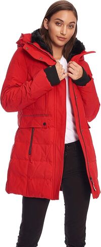 ALPINE NORTH Women’s Vegan Down Mid-Length Parka - Insulated, Water-Repellent Winter Coat with Hood, Jacket For Women in Kuwait