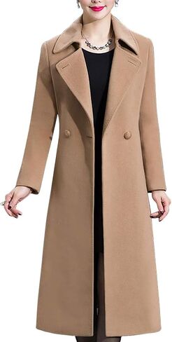 Aprsfn Women's Elegant Solid Color Mid-Length Thicken Warm Wool Blend Coat in Saudi Arabia