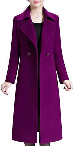 Aprsfn Women's Elegant Solid Color Mid-Length Thicken Warm Wool Blend Coat in Saudi Arabia