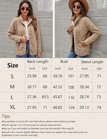 Micoson Women's Long Sleeve Cardigan Coat Lapel Button Down Warm Fuzzy Fleece Jacket Oversized Winter Outwear with Pockets in Saudi Arabia