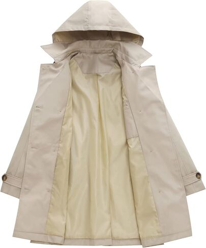Chrisuno Women's Double Breasted Trench Coats Mid-Length Belted Overcoat Long Dress Jacket with Detachable Hood in Saudi Arabia
