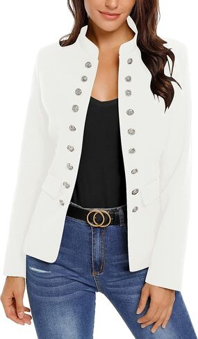 luvamia Women's Open Front Long Sleeves Work Blazer Casual Buttons Jacket Suit in Saudi Arabia