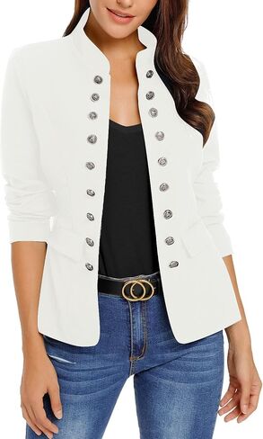 luvamia Women's Open Front Long Sleeves Work Blazer Casual Buttons Jacket Suit in Saudi Arabia