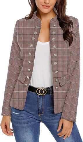luvamia Women's Open Front Long Sleeves Work Blazer Casual Buttons Jacket Suit in Saudi Arabia