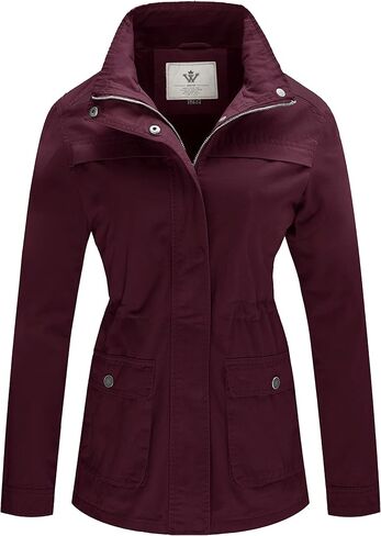 WenVen Women's Casual Military Jacket Cotton Stand Collar Utility Anorak Coat in Saudi Arabia