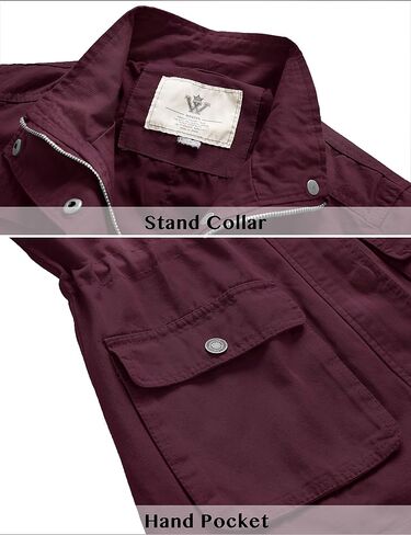 WenVen Women's Casual Military Jacket Cotton Stand Collar Utility Anorak Coat in Saudi Arabia