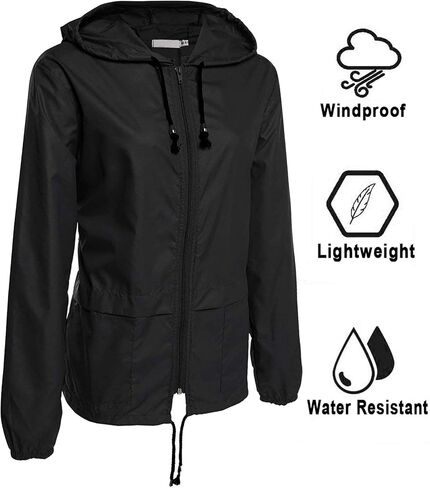 Avoogue Raincoat Women Lightweight Waterproof Rain Jackets Packable Outdoor Hooded Windbreaker in Saudi Arabia