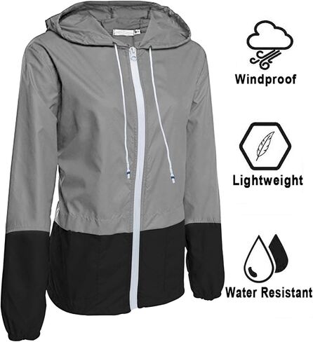 Avoogue Raincoat Women Lightweight Waterproof Rain Jackets Packable Outdoor Hooded Windbreaker in Saudi Arabia