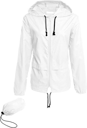 Avoogue Raincoat Women Lightweight Waterproof Rain Jackets Packable Outdoor Hooded Windbreaker in Saudi Arabia