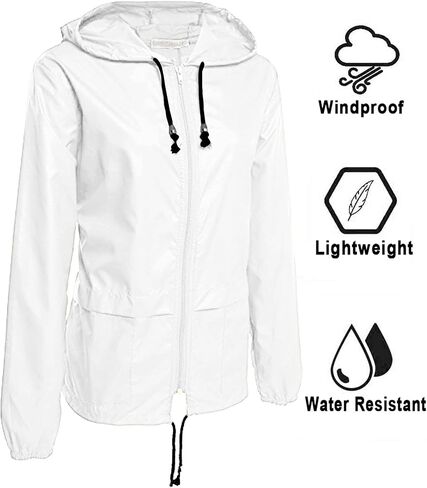 Avoogue Raincoat Women Lightweight Waterproof Rain Jackets Packable Outdoor Hooded Windbreaker in Saudi Arabia