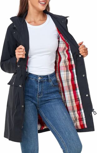 SaphiRose Women's Long Hooded Rain Jacket Outdoor Raincoat Windbreaker in Saudi Arabia
