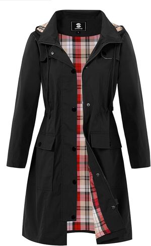 SaphiRose Women's Long Hooded Rain Jacket Outdoor Raincoat Windbreaker in Saudi Arabia