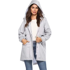 Avoogue Womens Raincoats Waterproof Cinch Waist Breathable All Weather Jacket Long in Saudi Arabia