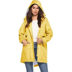 Avoogue Womens Raincoats Waterproof Cinch Waist Breathable All Weather Jacket Long