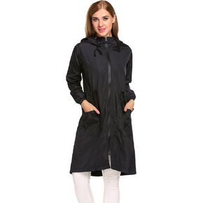 ELESOL Women Rain Jacket Waterproof Long Rain Coats Hooded Windbreaker Lightweight Raincoats Travel Hooded Trench Coats S-3XL