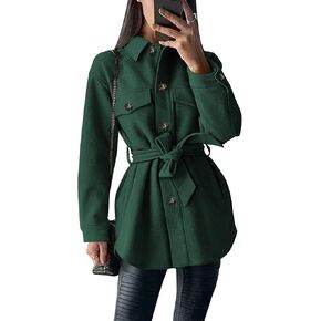 PRETTYGARDEN Women's 2023 Fashion Winter Trench Coats Lapel Button Down Peacoat Belted Outwear Casual Jackets