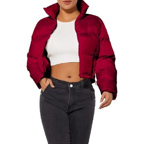 Hujoin Women's Crop Short Jacket Cropped Puffer Fashion Jackets for Women Warm Winter Lightweight Coat