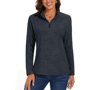 MAGCOMSEN Womens Quarter Zip Pullover Long Sleeve Fleece Shirts Sweatshirt Yoga Athletic Top