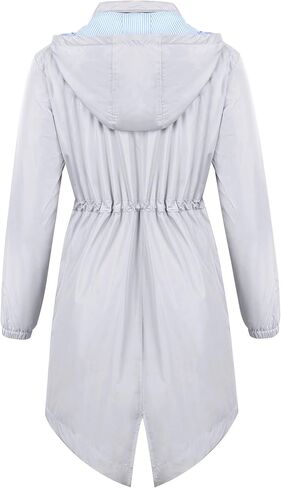 Avoogue Womens Raincoats Waterproof Cinch Waist Breathable All Weather Jacket Long in Kuwait