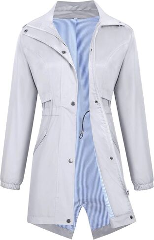 Avoogue Womens Raincoats Waterproof Cinch Waist Breathable All Weather Jacket Long in Kuwait