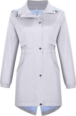 Avoogue Womens Raincoats Waterproof Cinch Waist Breathable All Weather Jacket Long in Kuwait
