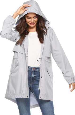 Avoogue Womens Raincoats Waterproof Cinch Waist Breathable All Weather Jacket Long in Kuwait