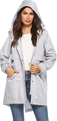 Avoogue Womens Raincoats Waterproof Cinch Waist Breathable All Weather Jacket Long in Kuwait