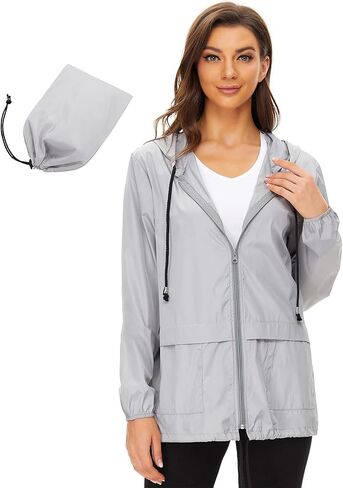 Women Rain Coats Lightweight Waterproof Outdoor Rain Jacket Hooded Packable Raincoats in Saudi Arabia