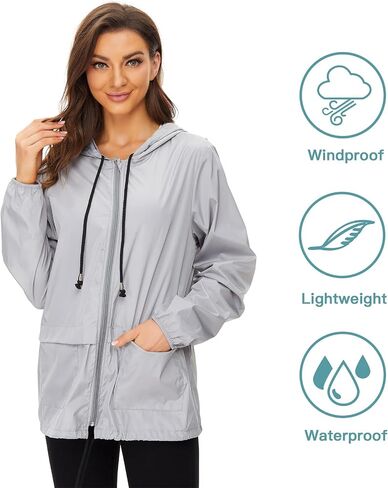 Women Rain Coats Lightweight Waterproof Outdoor Rain Jacket Hooded Packable Raincoats in Saudi Arabia