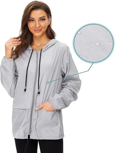 Women Rain Coats Lightweight Waterproof Outdoor Rain Jacket Hooded Packable Raincoats in Saudi Arabia